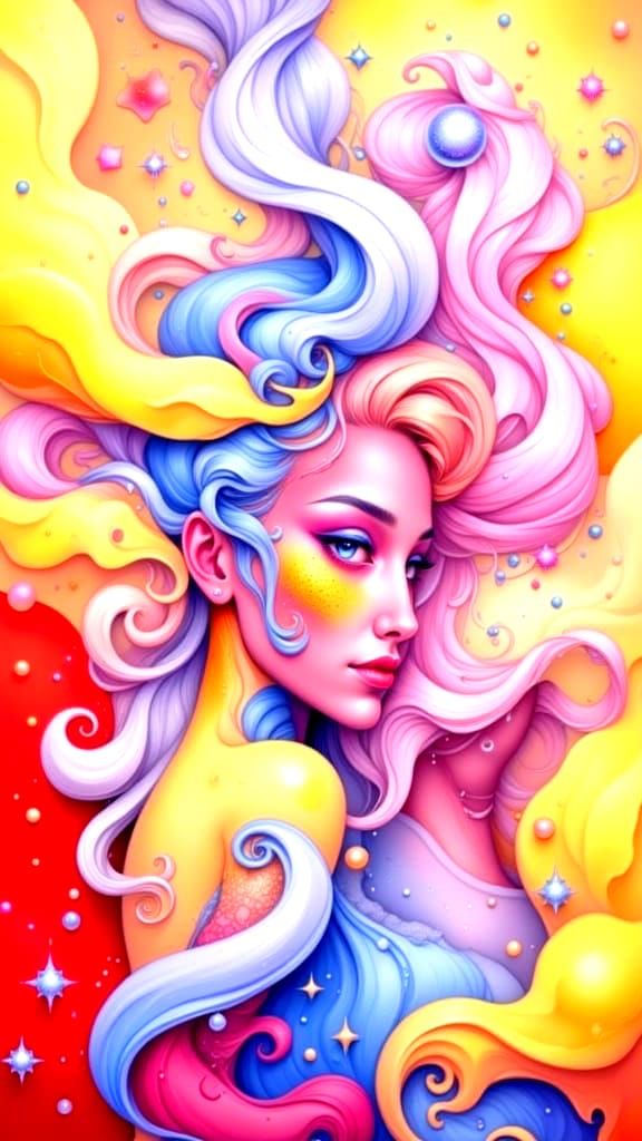 Surreal Anime Goddesses Entwined in a Dreamlike Realm