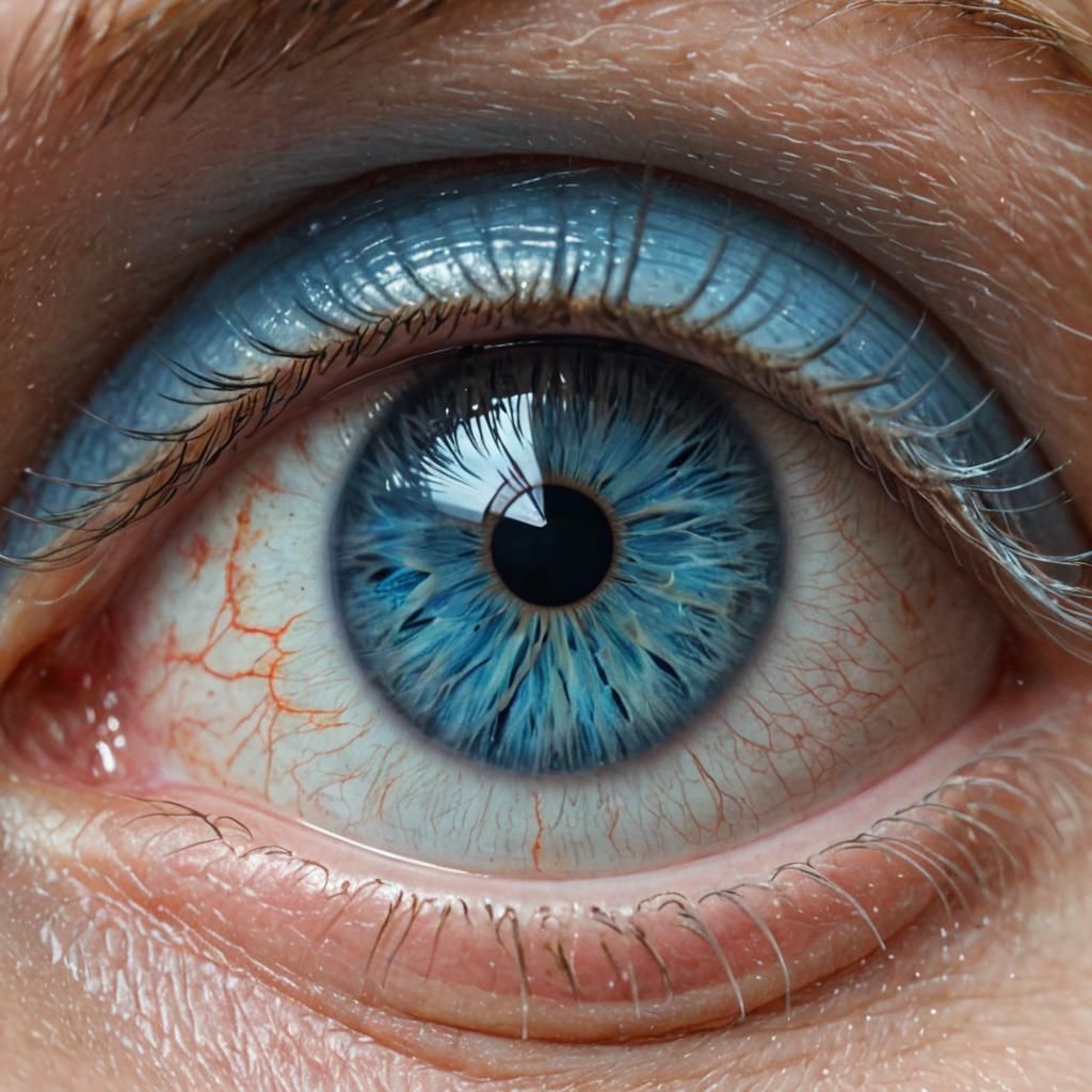 Hyperrealistic Blond Man with Piercing Blue Eyes