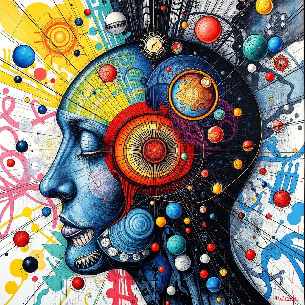 Abstract Psychophysics Acrylic Painting in Surreal Style