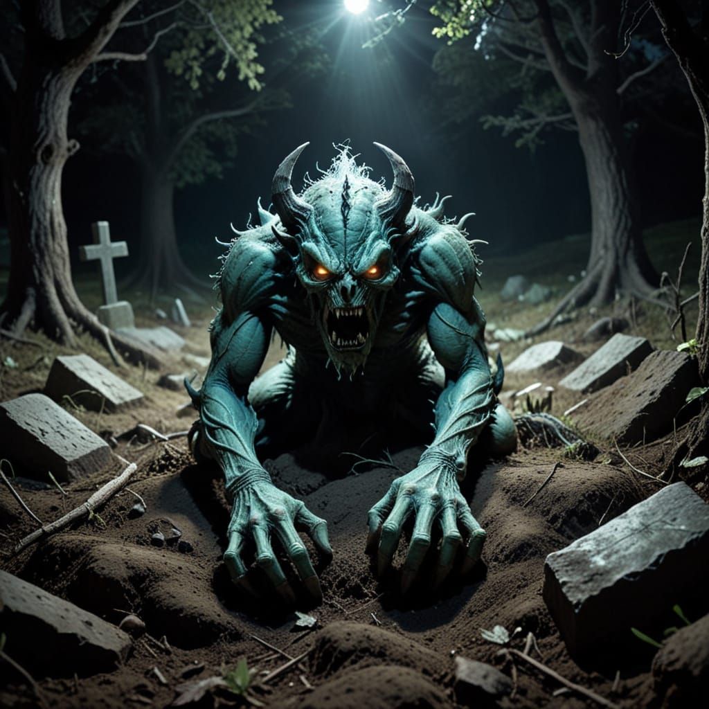 Cursed Demonic Monster Hiding Under Grave