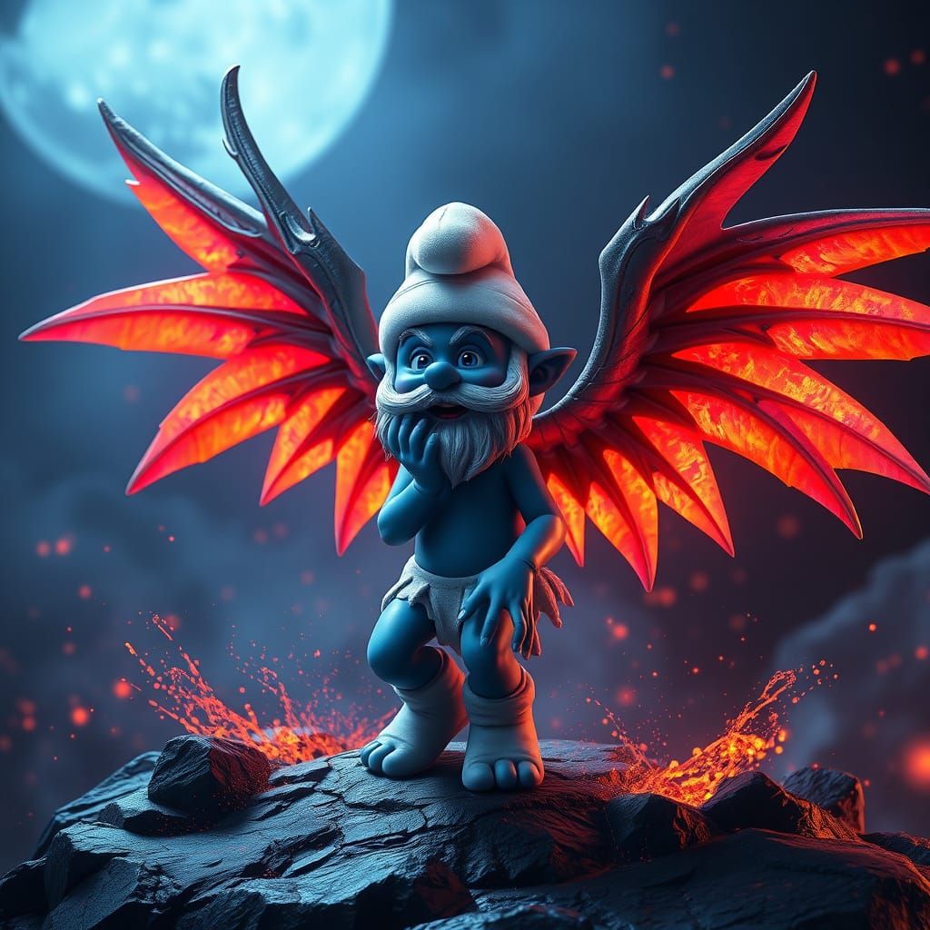 wing smurf with wings in the dark