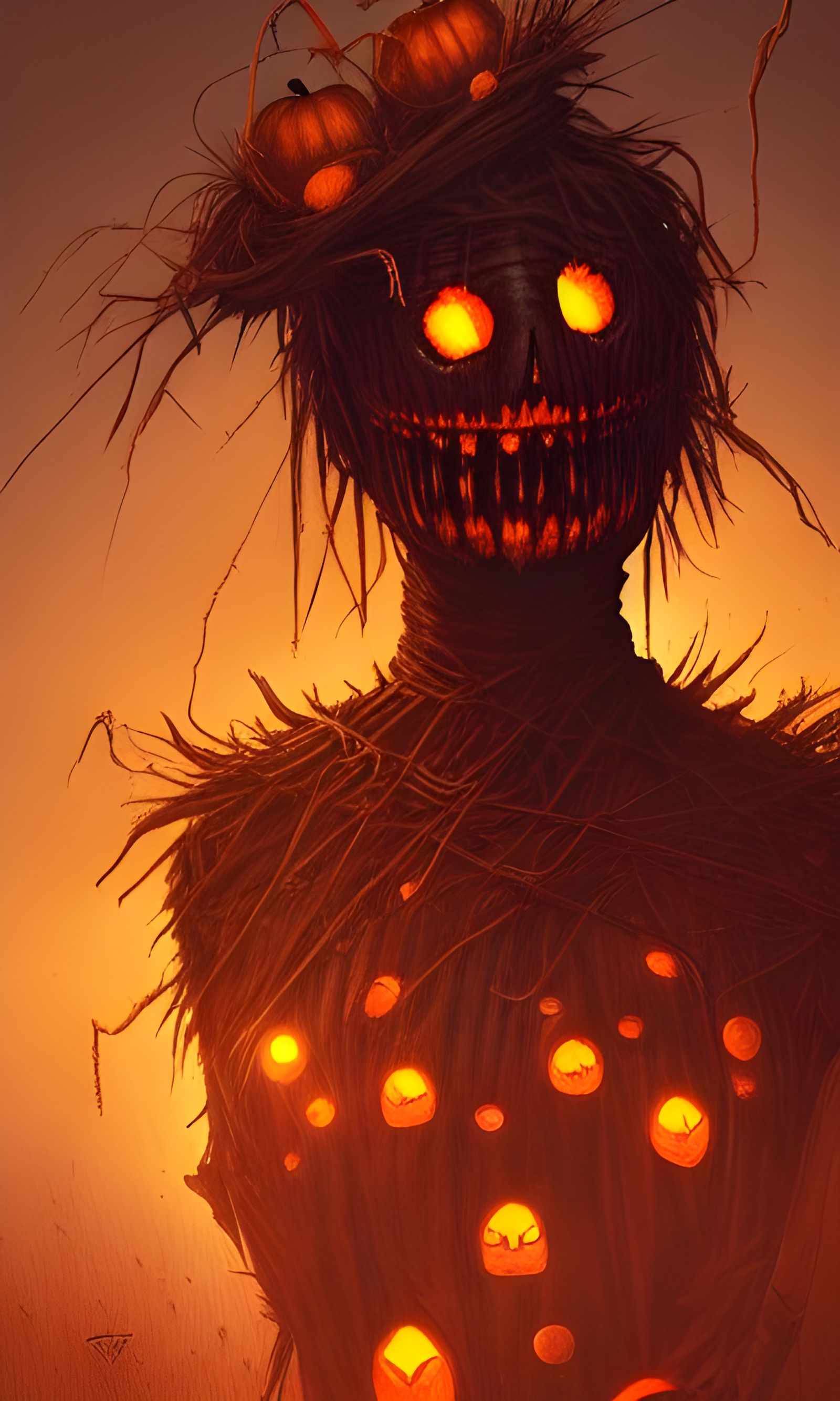 Hyperrealistic Scarecrow Portrait in a Cornfield