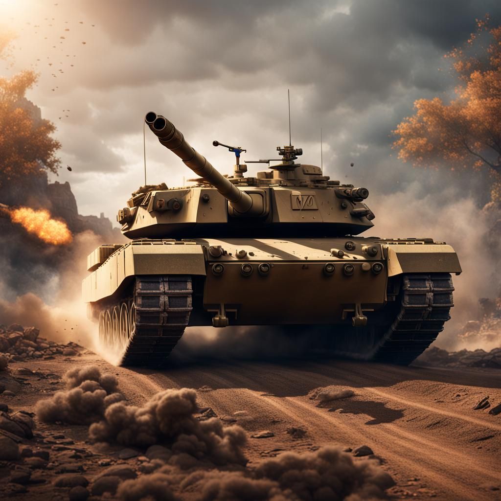 M1 Abrams Tank Firing: Detailed Matte Painting