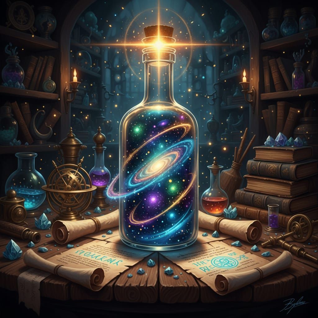 Galaxy in a Bottle: Magical Light and Ancient Scrolls