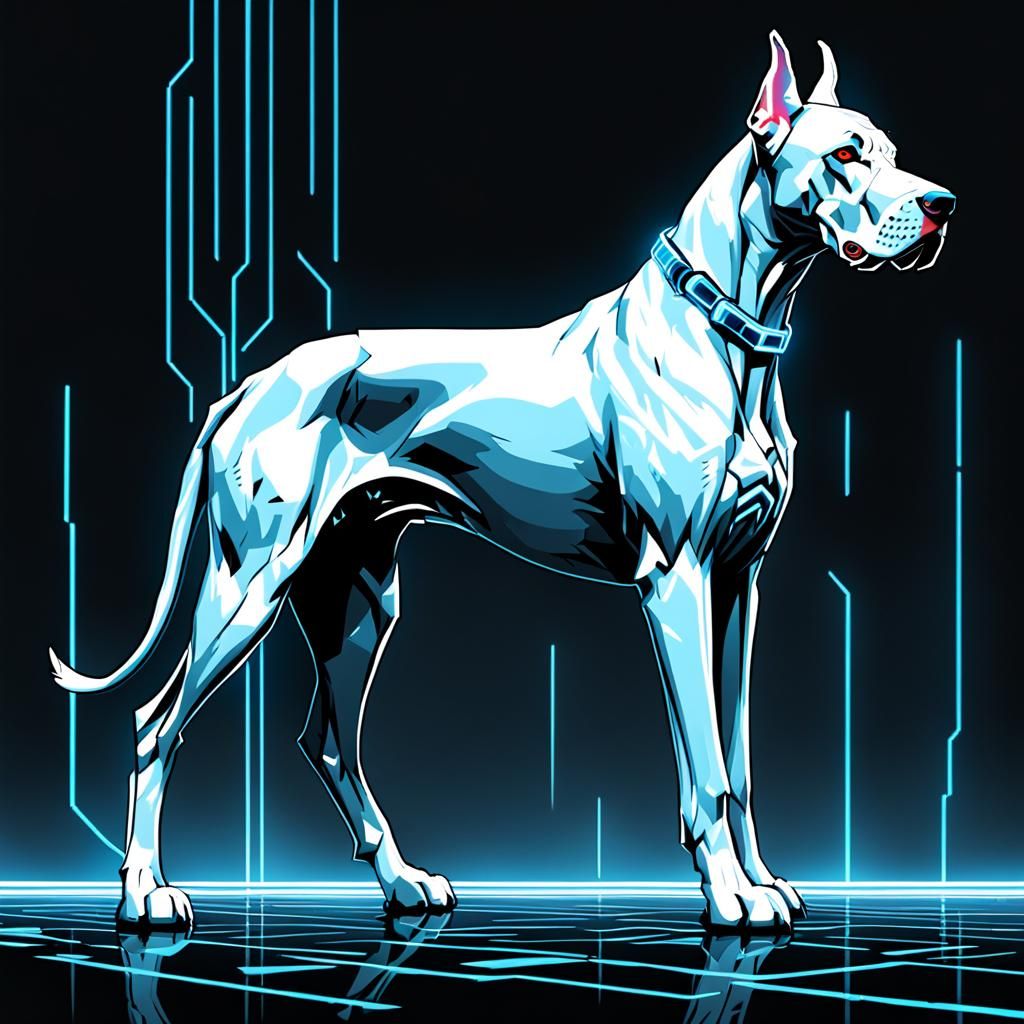 Albino Great Dane in 8-bit Pixel Art Style