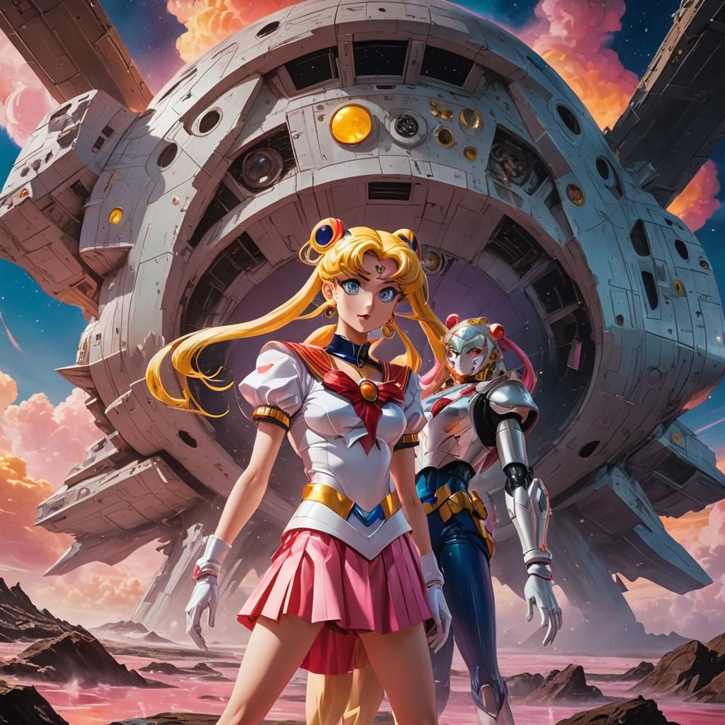 Sailor Moon and Friends in Surrealist Dreamscape