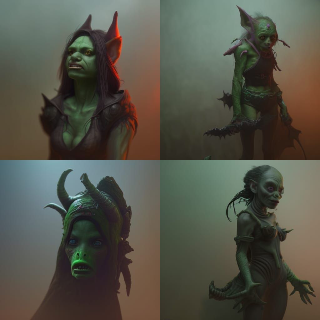 Green Goblin Witch Portrait in Dark Fantasy Style