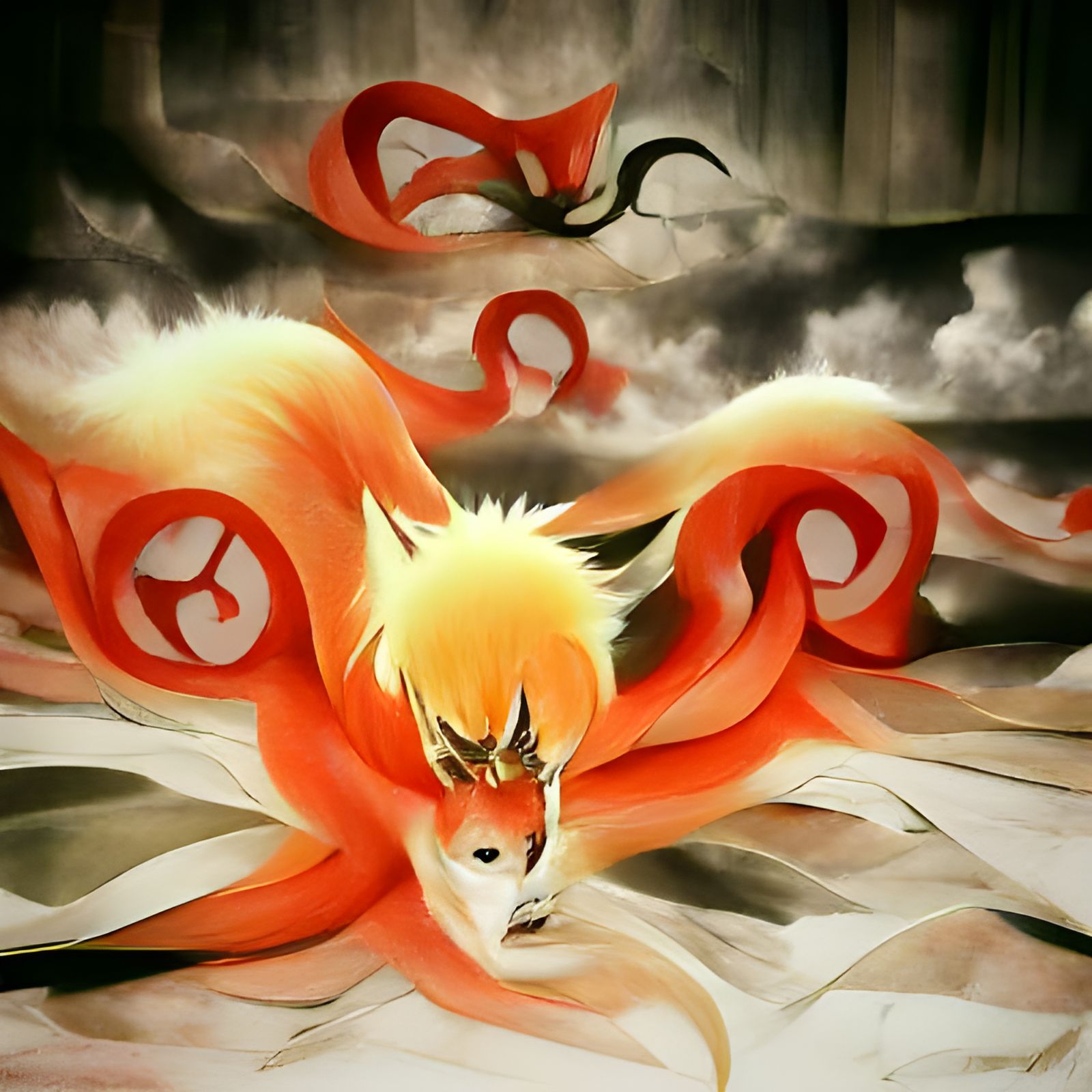 Mystical Nine-Tailed Fox in Forest