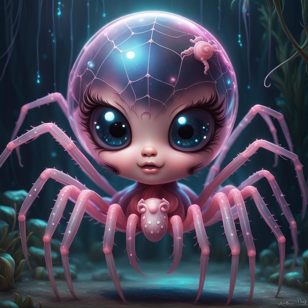 Jellyfish-Spider Hybrid: A Cute Fantasy Creature