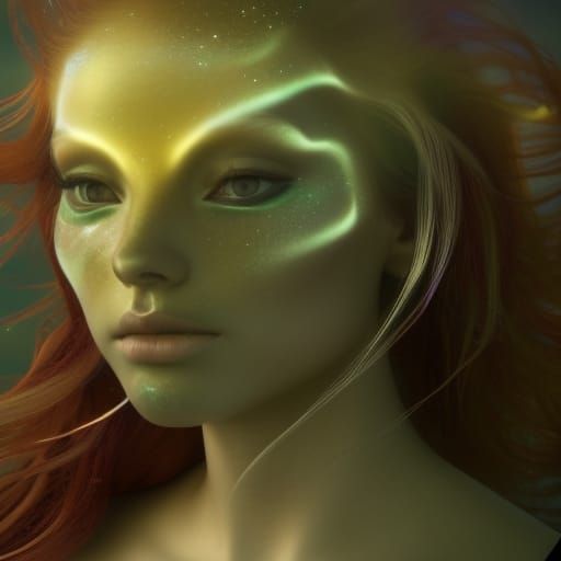 Red-Haired Mermaid in Forest Glade