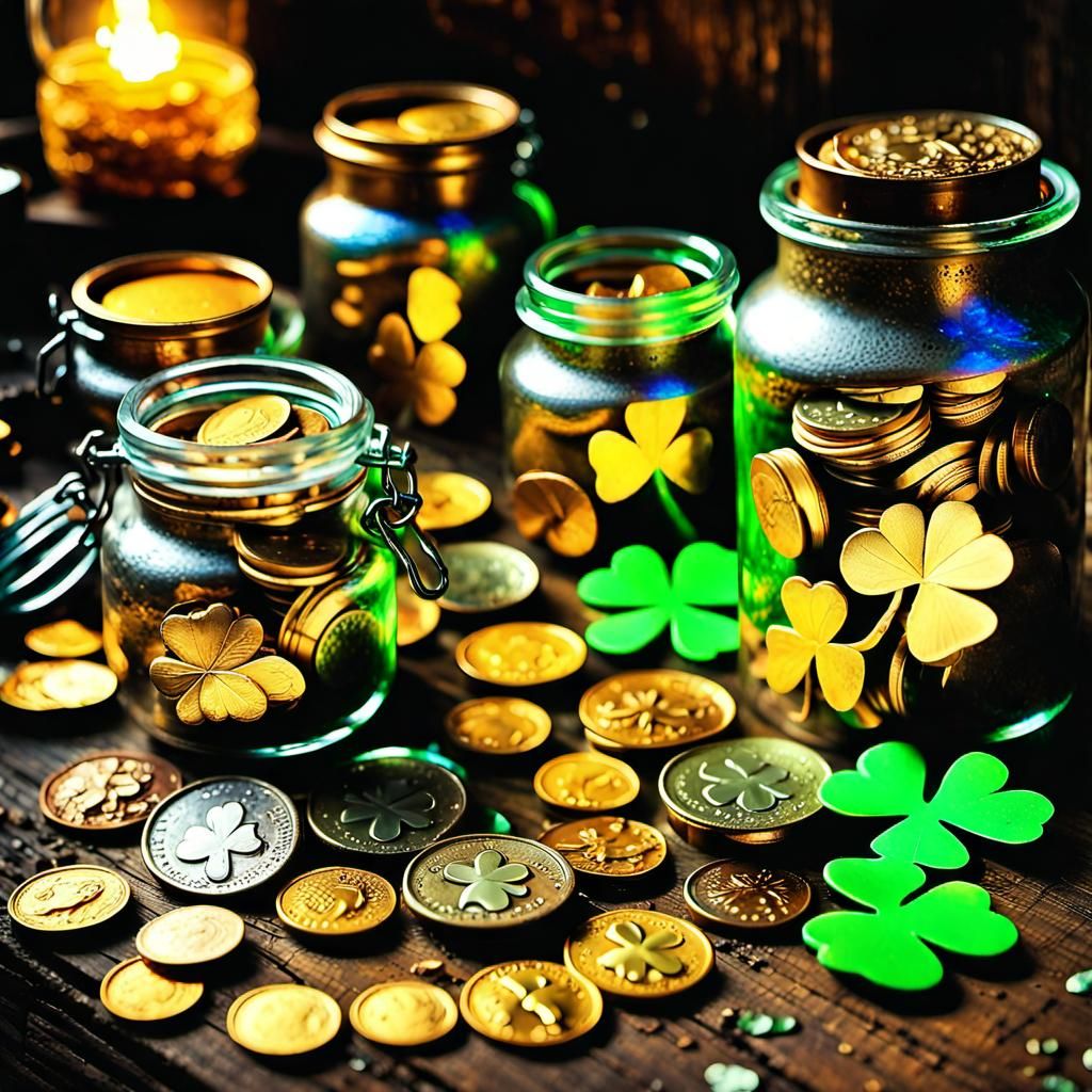 Leprechaun's Hoard: Coins, Shamrocks, and Treasure