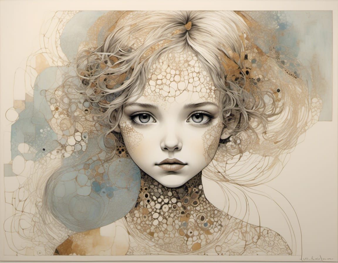 Geometric Minimalist Portrait with Zentangle Elements