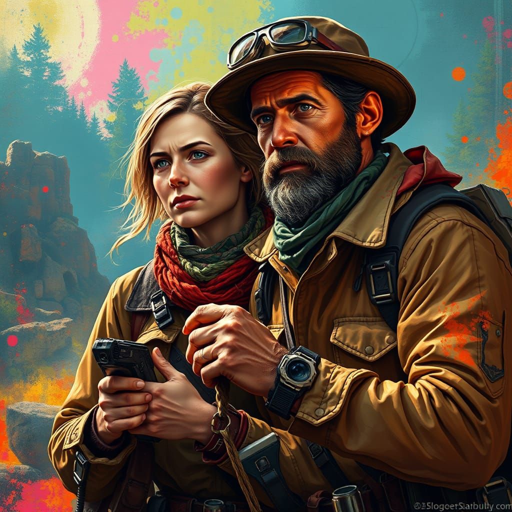 Hyperrealistic Adventure: Treasure Hunters in Dystopian Worl...