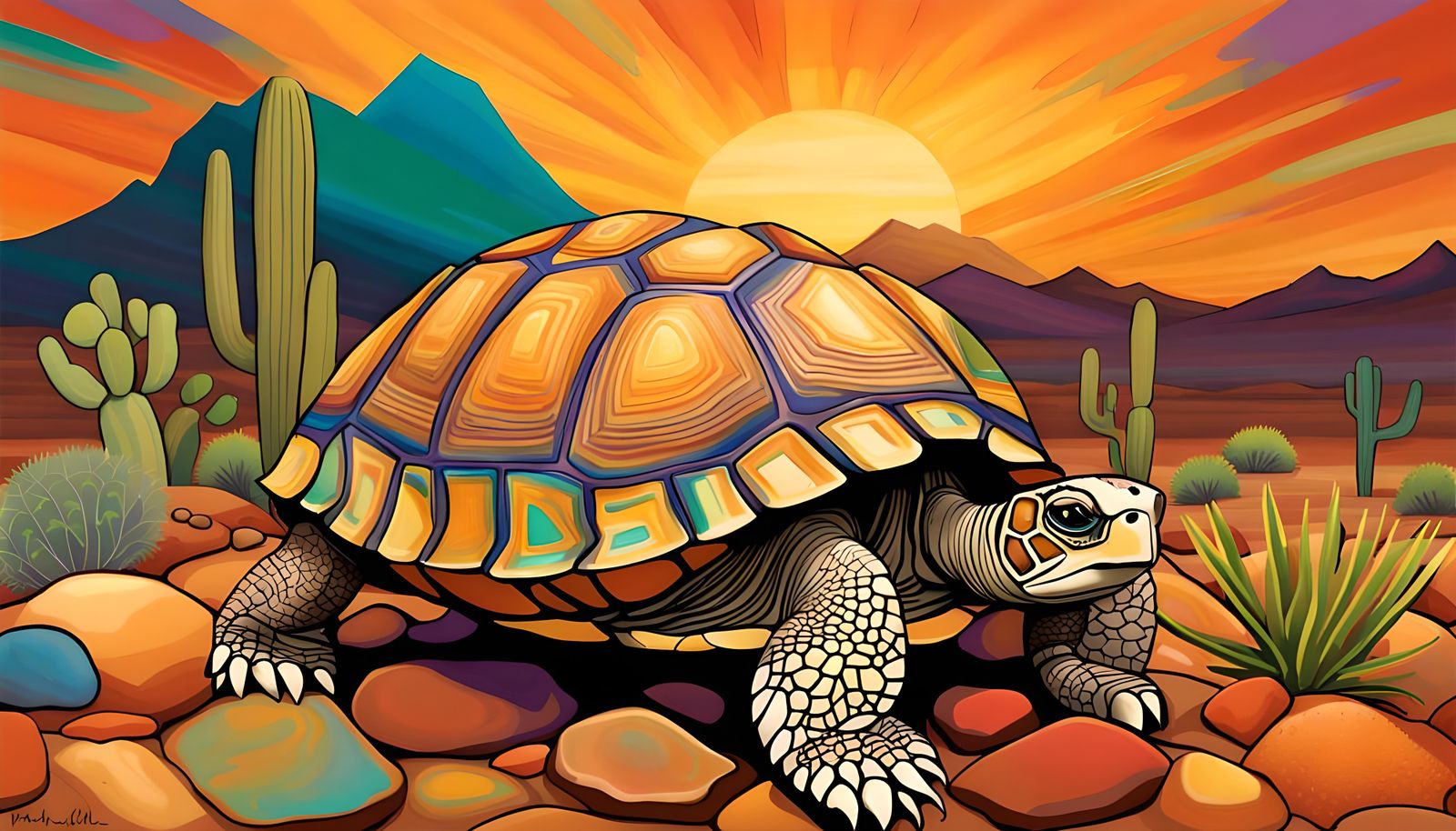 Mojave Desert World Turtle with Copper Eye