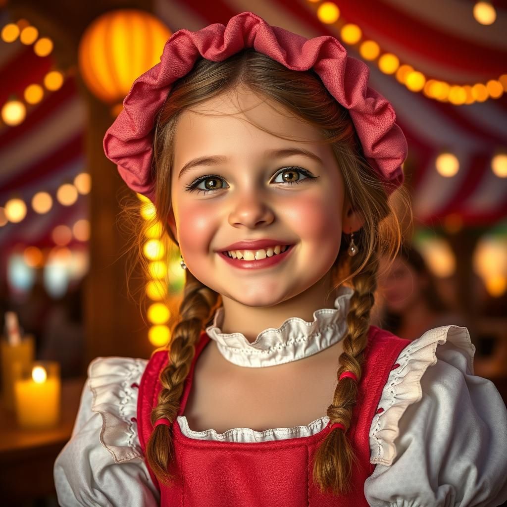 Oktoberfest Girl in Lemonade Garden, Digital Illustration
