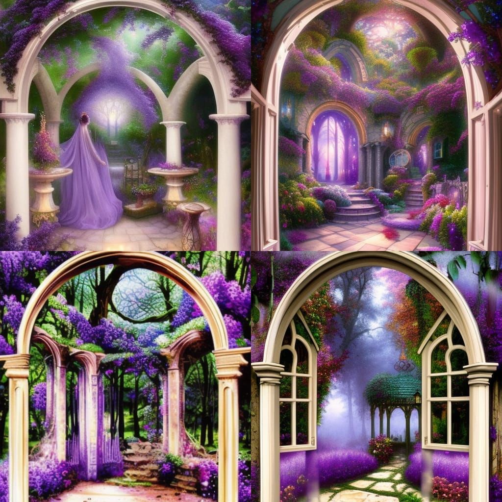 Whimsical purple Rose garden