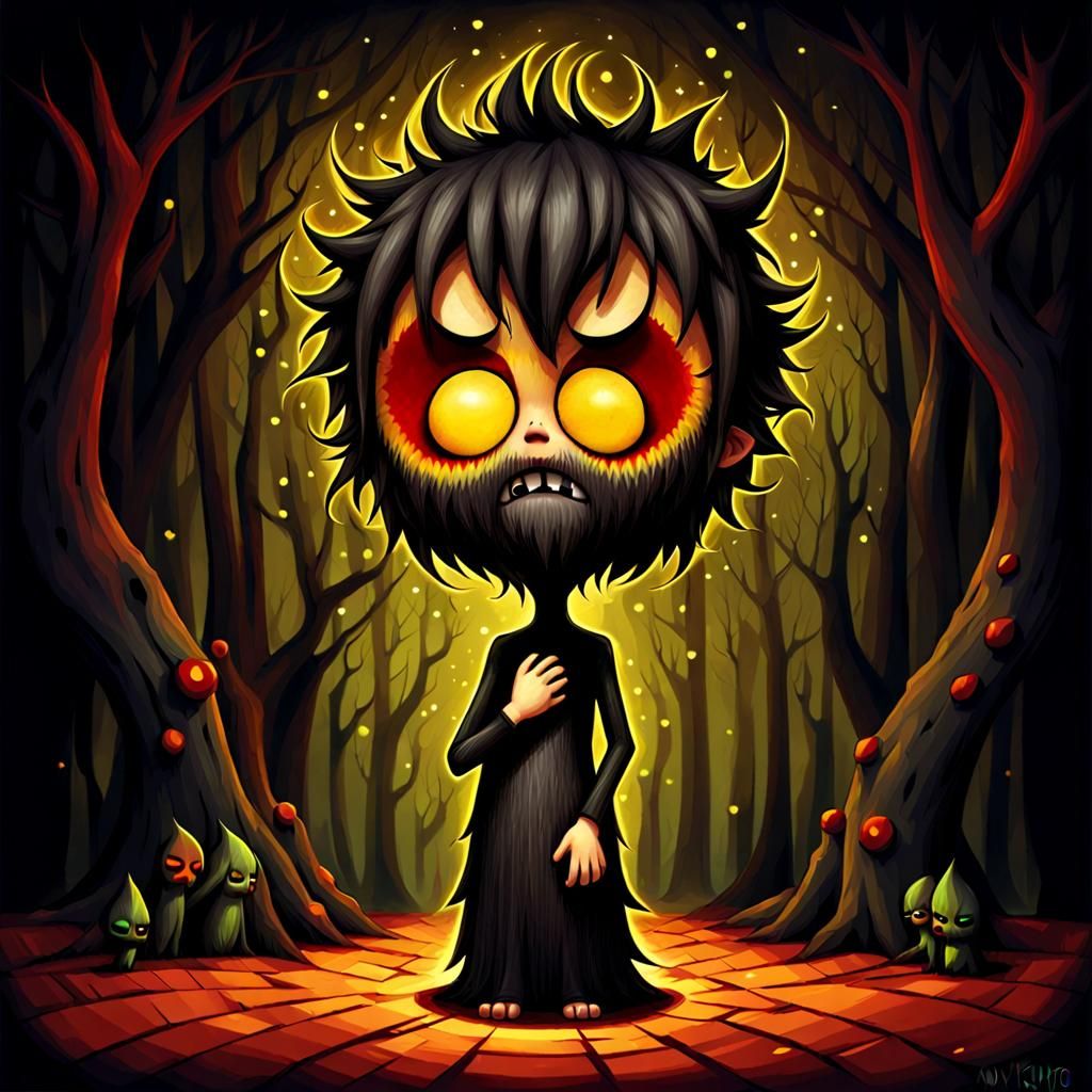 Chibi Character's Colorful Despair Inspired by Pop Surrealis...