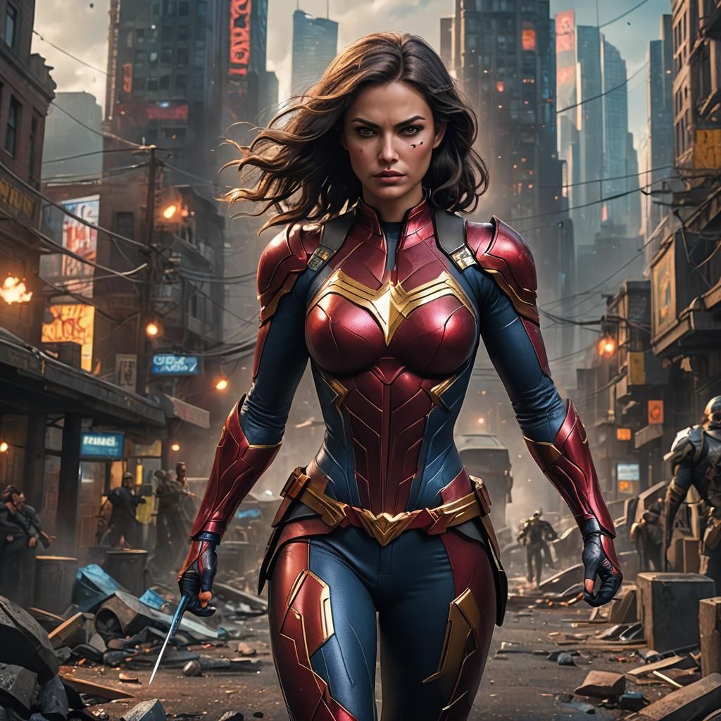 Detailed Superhero Girl in Fantasy Concept Art