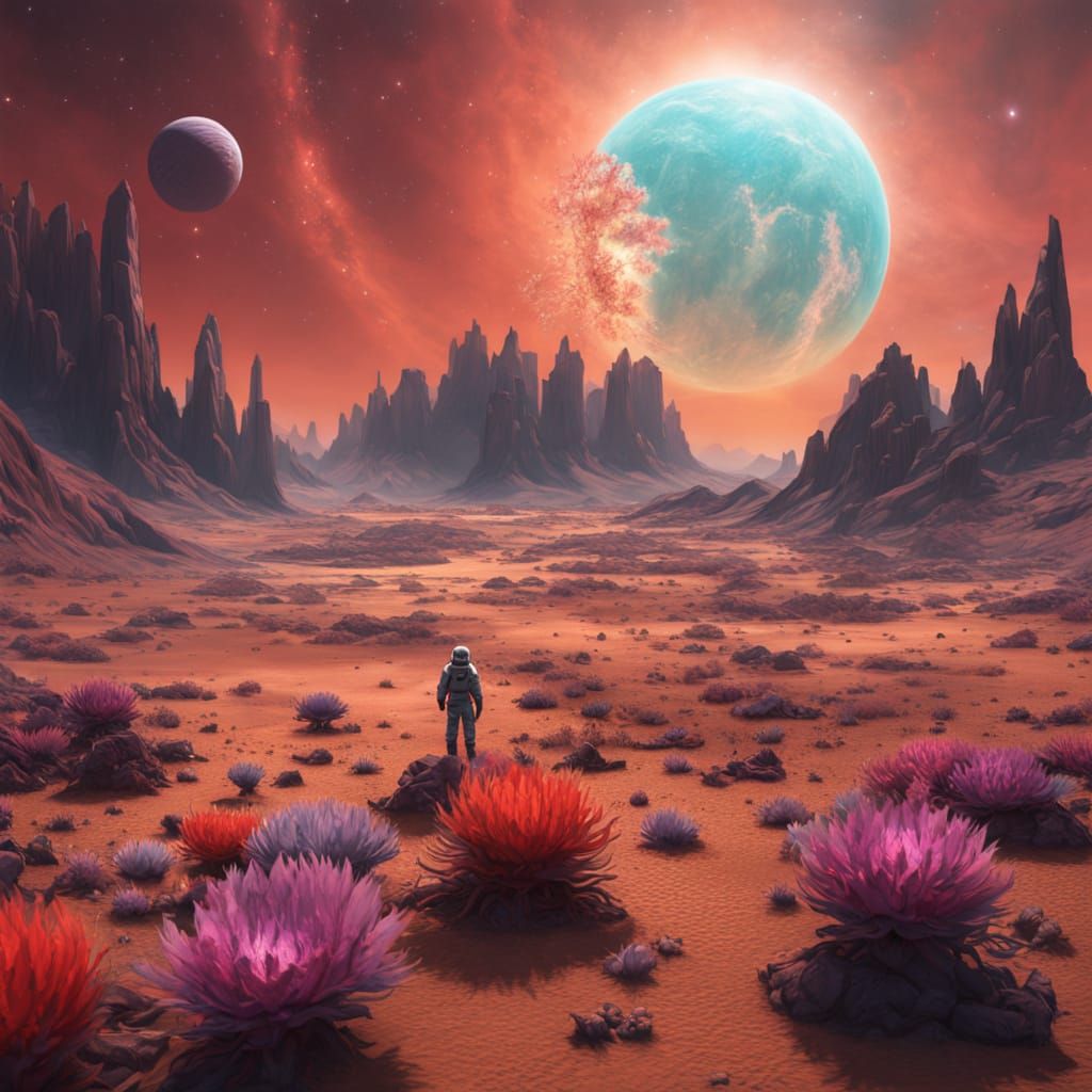 Astronaut Discovers Bioluminescent Crystal Flower on Alien P...