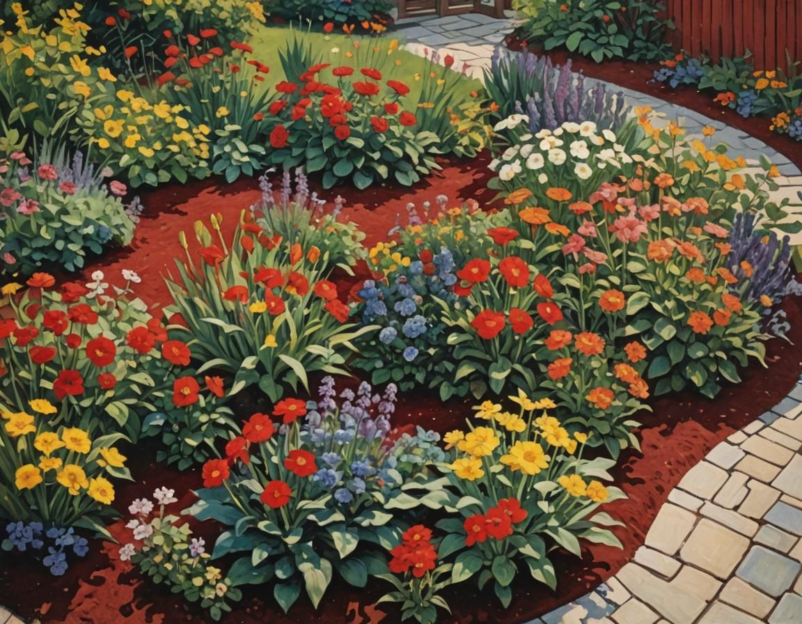 Colorful Garden in Abstract Expressionist Style