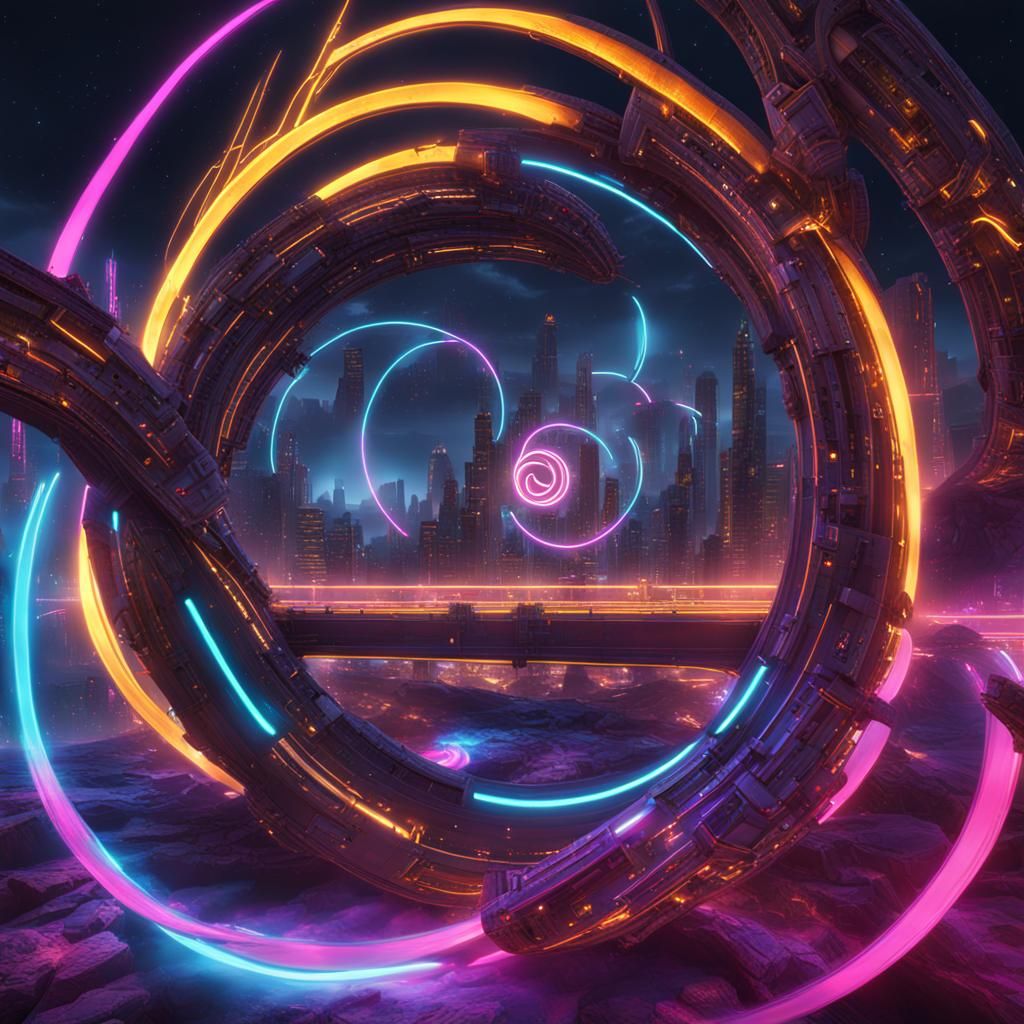 Neon Infinity Symbol: Detailed Matte Painting