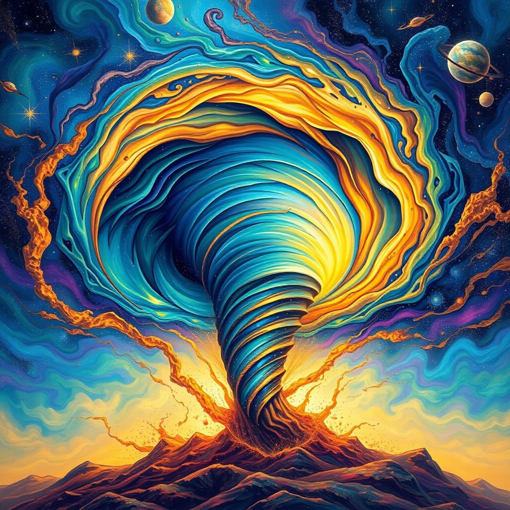 Surreal Cosmic Vortex in Iridescent Colors