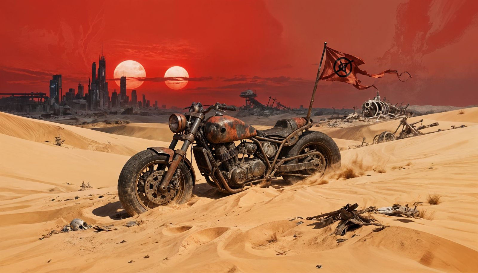 Post-Apocalyptic Motorcycle in Wasteland Concept Art