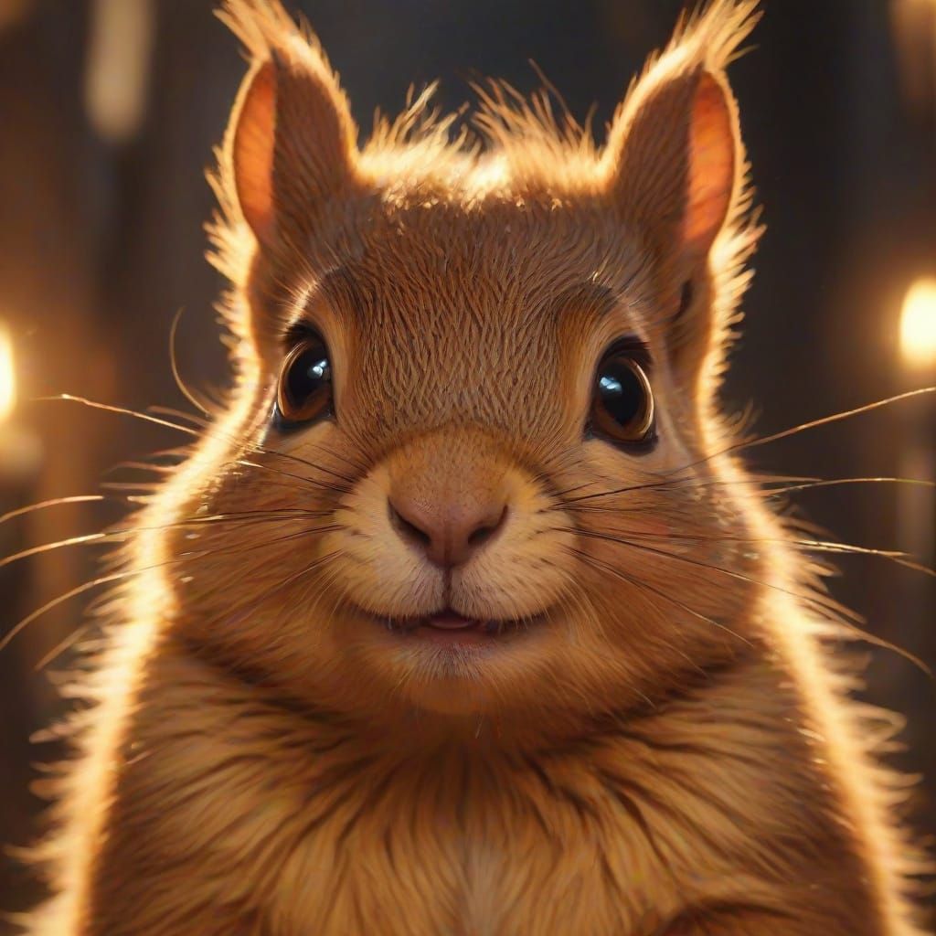 Mischievous Lucifer Squirrel Portrait in Oil Painting Style