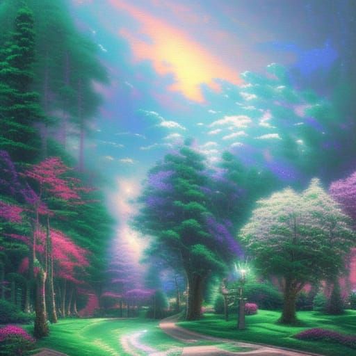 Ethereal Neon Cloudscape in a Hyperdetailed Landscape