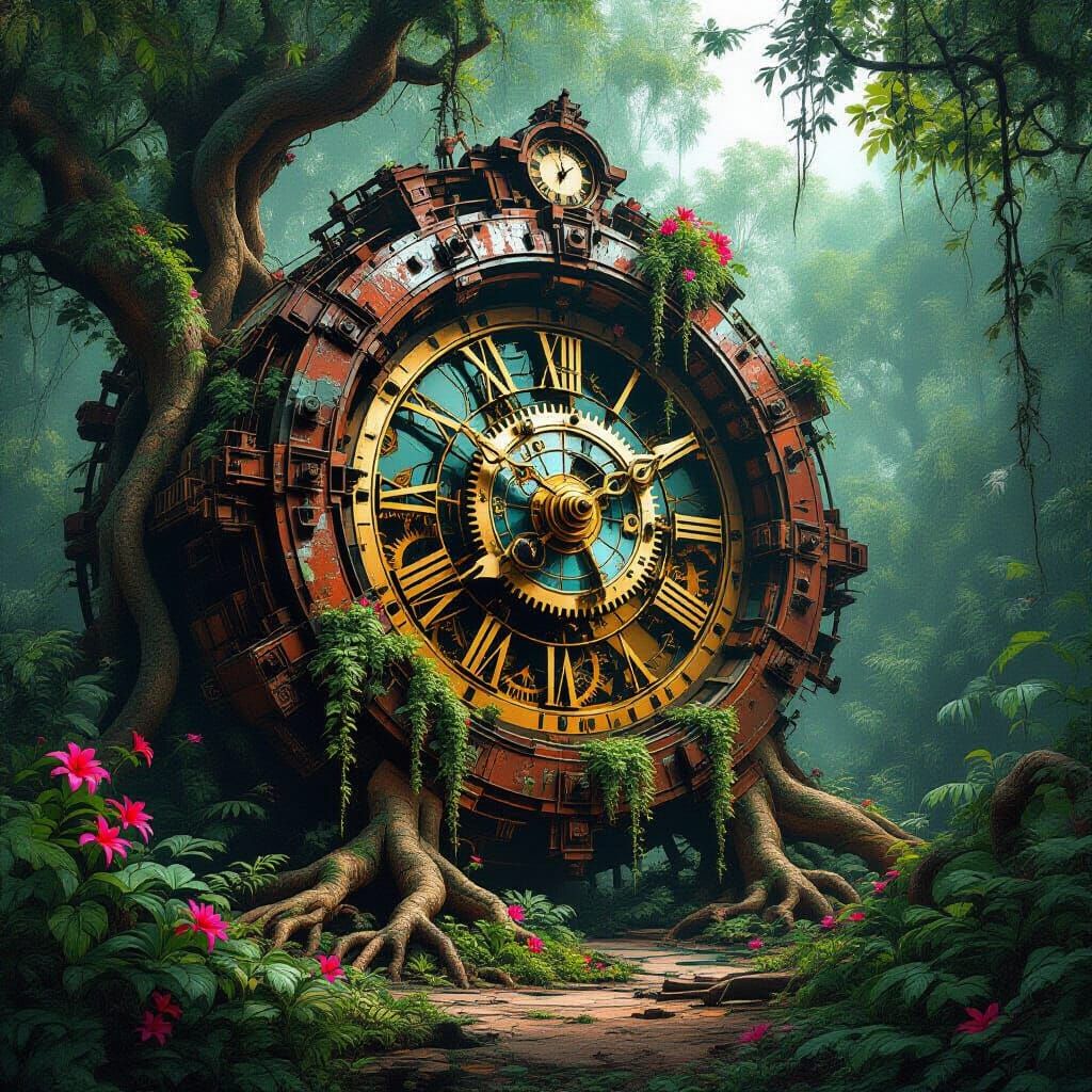 Crumbling Clockwork Observatory Reclaimed by Vibrant Jungle