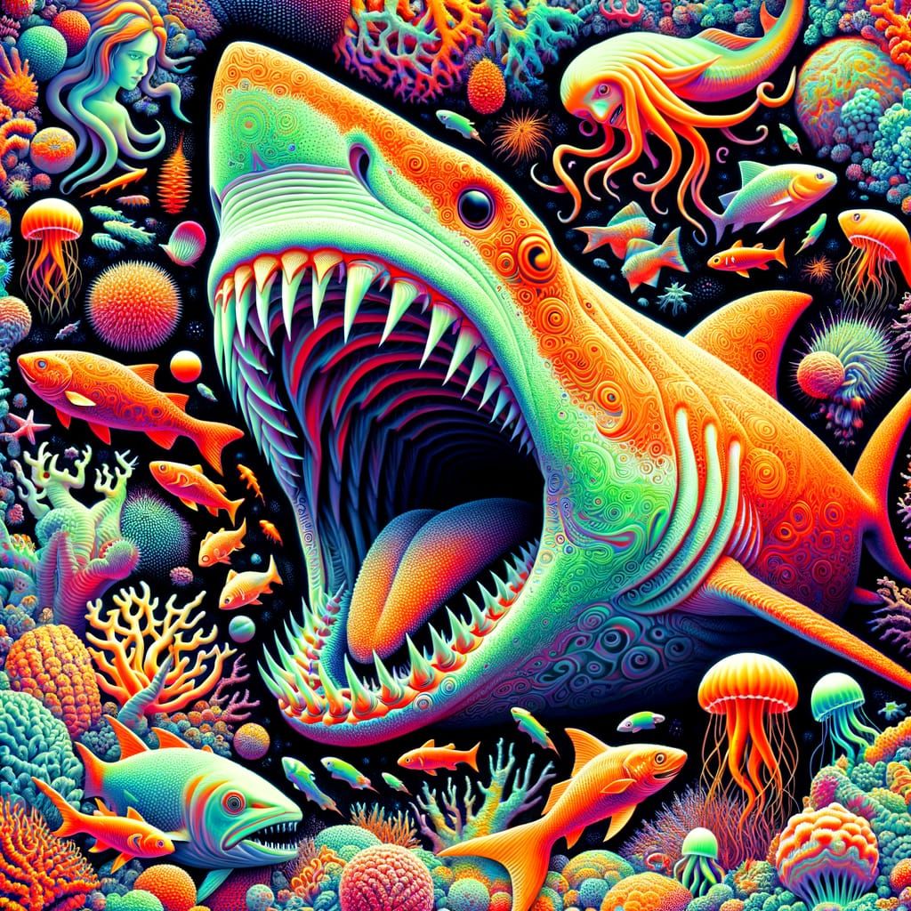 Vibrant Shark Amidst a Diverse Reef Scene