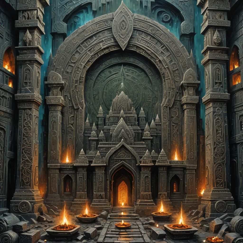 Diwali Festival in Pre-Apocalyptic Cityscape as Impasto Art