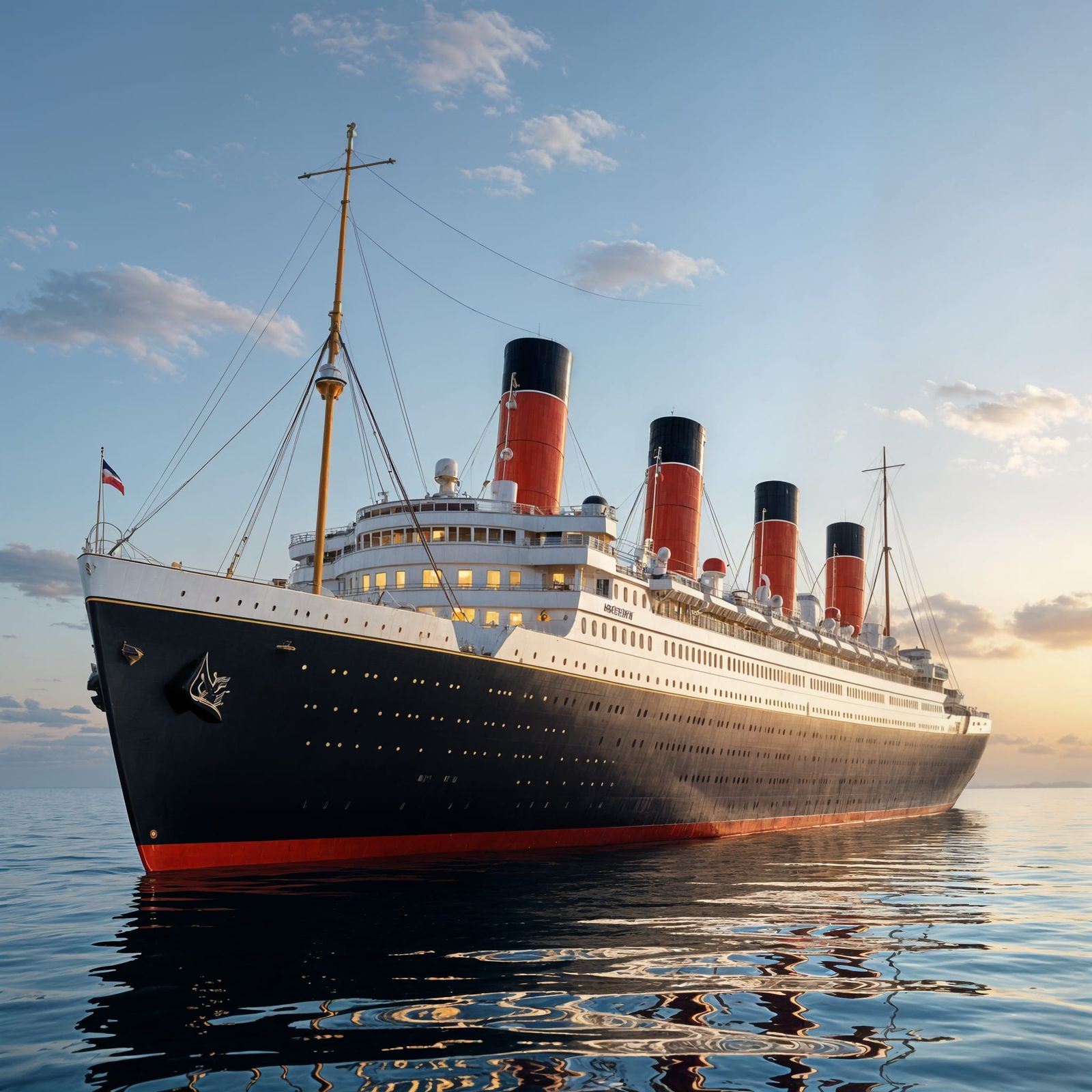 Elegant R.M.S. Britania Ocean Liner at Sunset