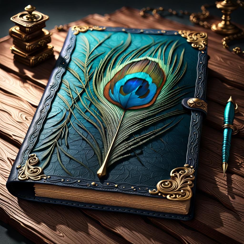Peacock Feather Journal: Detailed Matte Painting