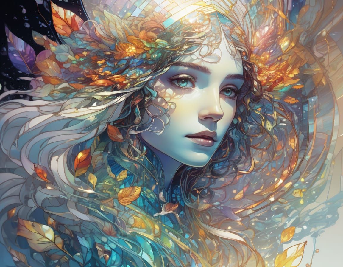 Vibrant Stained Glass Iridescence in Digital Art