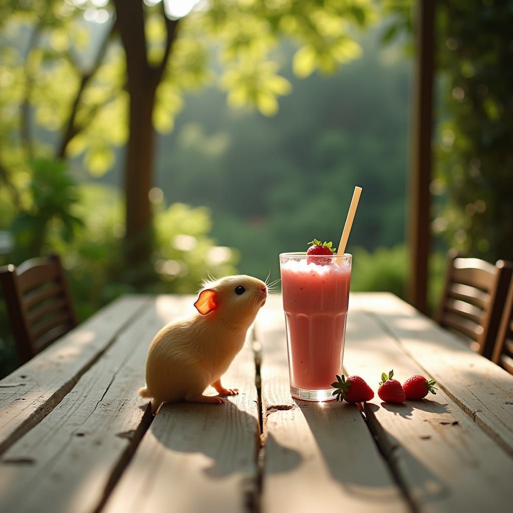 Guinea Pig and Strawberry Milkshake: Cinematic Film Still