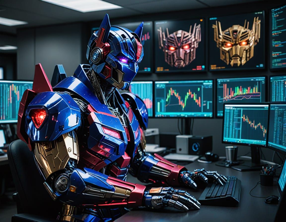 Optimus Prime: Crypto Day Trader in a High-Tech Office