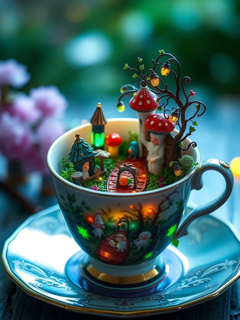 Enchanted Fairy Tale World Inside a Teacup