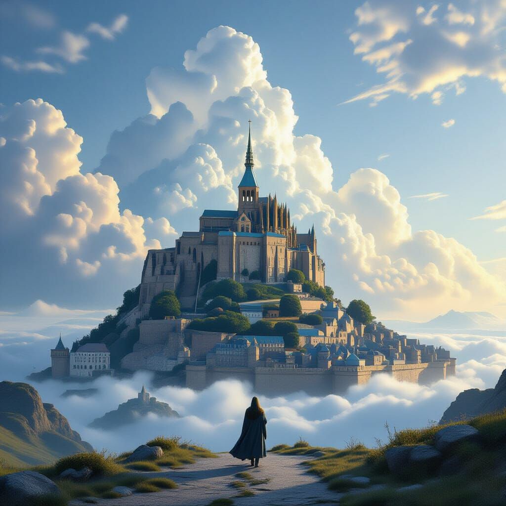 Futuristic St. Michael's Mount: A Digital Painting