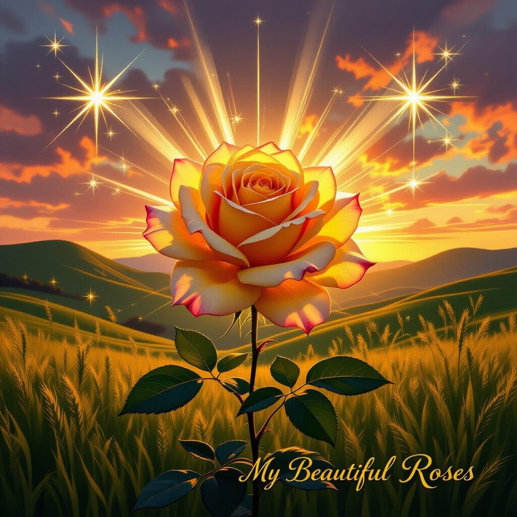 Radiant Rose with Golden Light