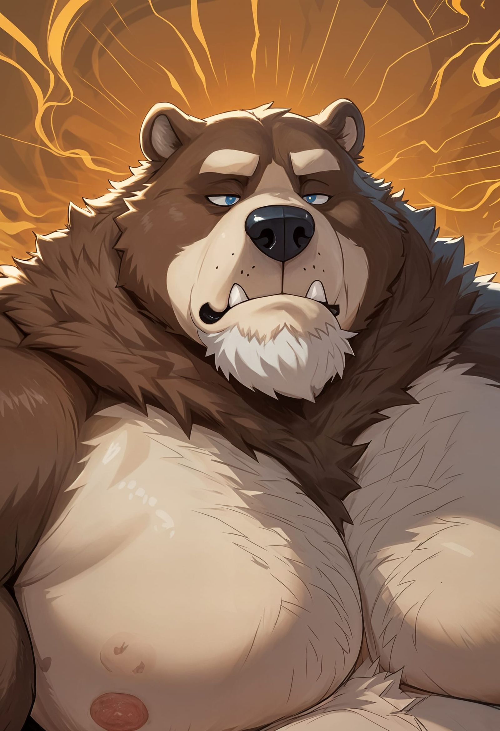 Portrait of Obese Bear with Fuzzy Beard