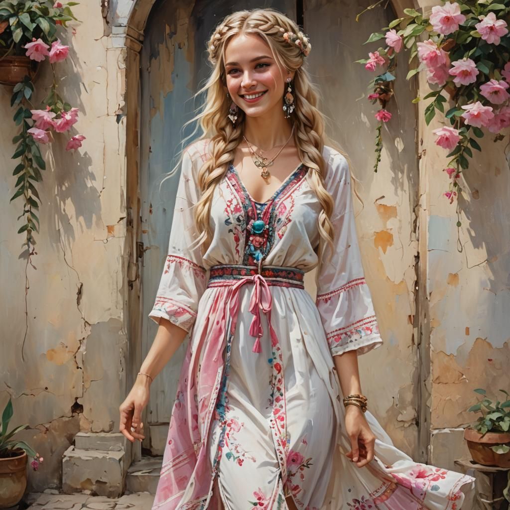 Sensual Woman in Boho Dress: Razumov and Garmash Style