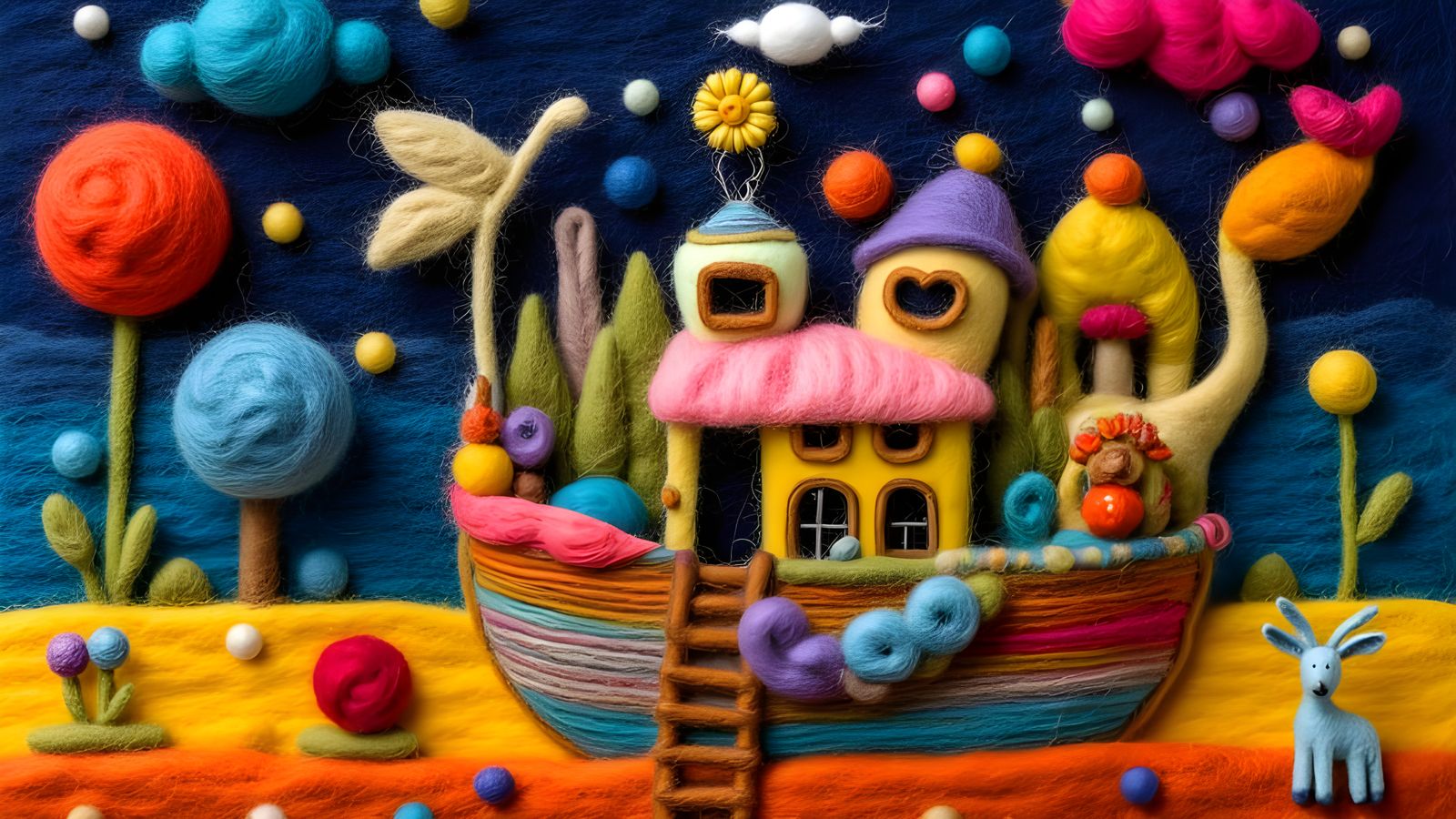 Whimsical Woolen Noah's Ark with Felt Textures