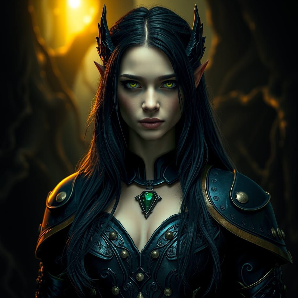 Epic Dark Elf Warrior in Ancient Forest