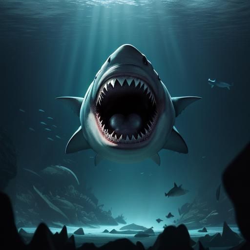 Megalodon Shark Thrashes in Aquarium: Cinematic Photography