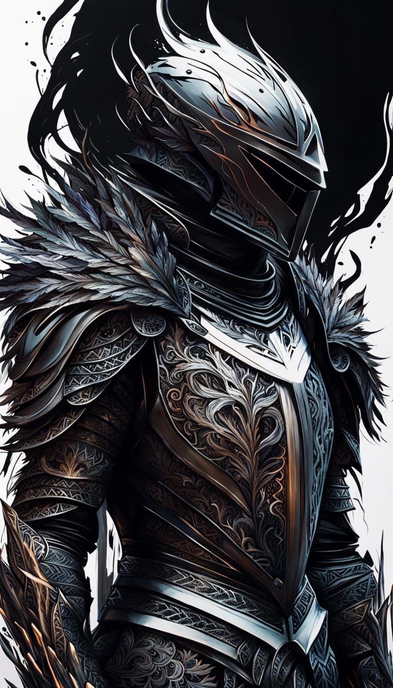 Knight of Black Flames in White Armor
