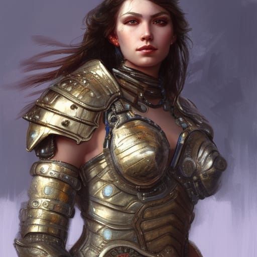 Elegant Portrait of a Female Fighter in Digital Painting