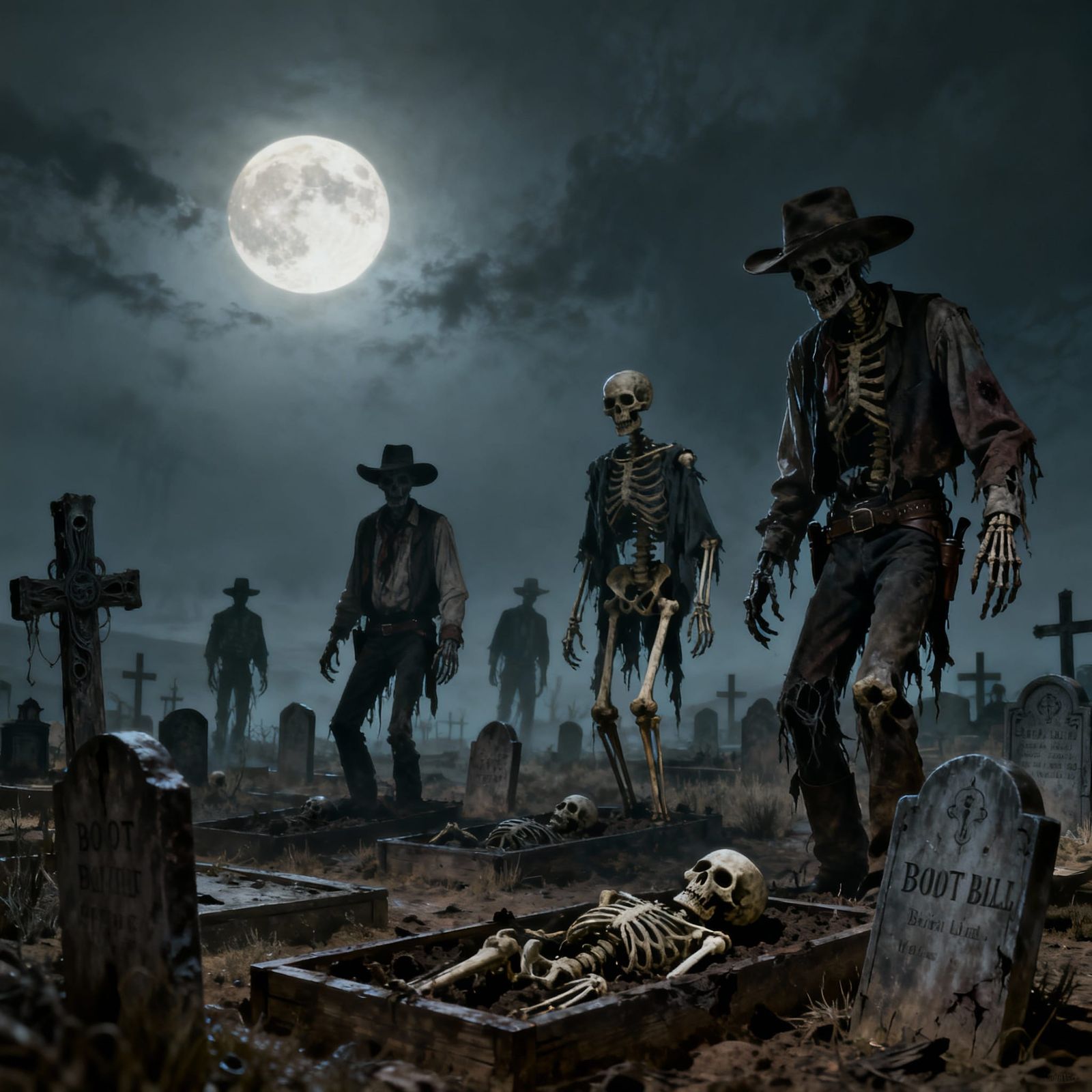 Gothic Horror: Undead Cowboys Rise Under Full Moon
