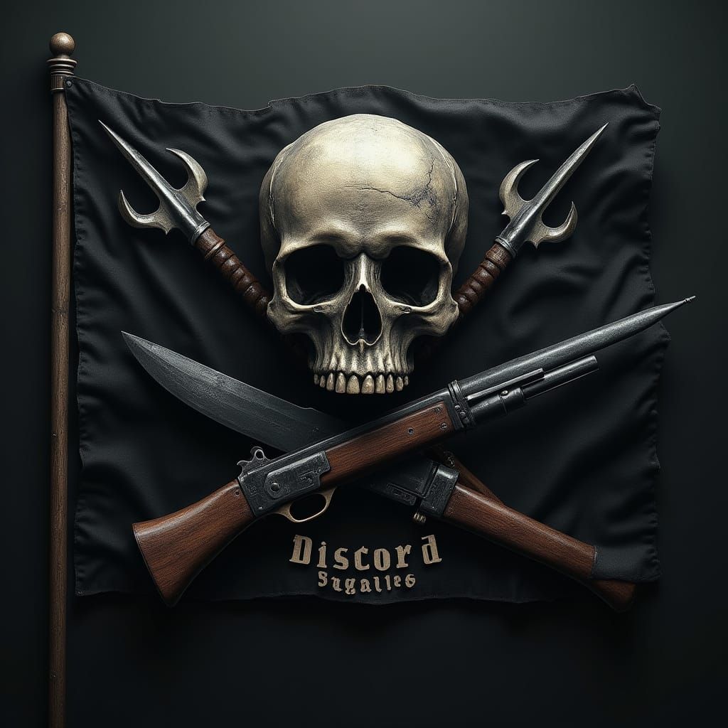 Jolly Roger Flag with Skull in Cinematic Style