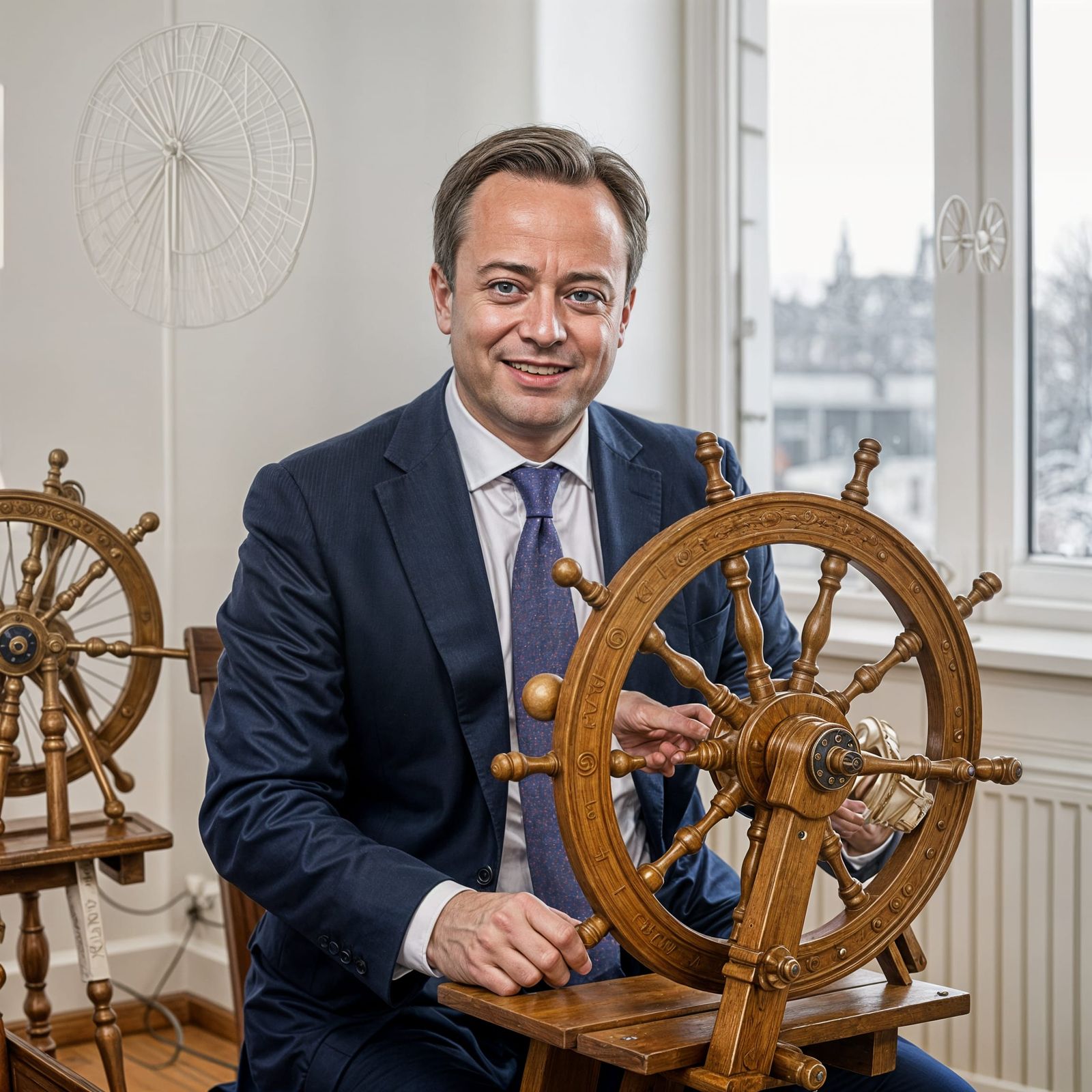 Bart De Wever, First Minister of Belgium, at a Spinning Whee...